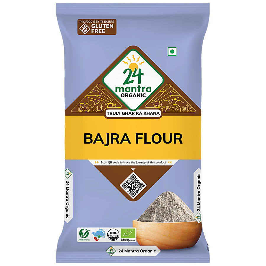 24 Mantra Organic Bajra Flour/Pearl Millet Flour/Sajjalu, 500G (Pack Of 1)