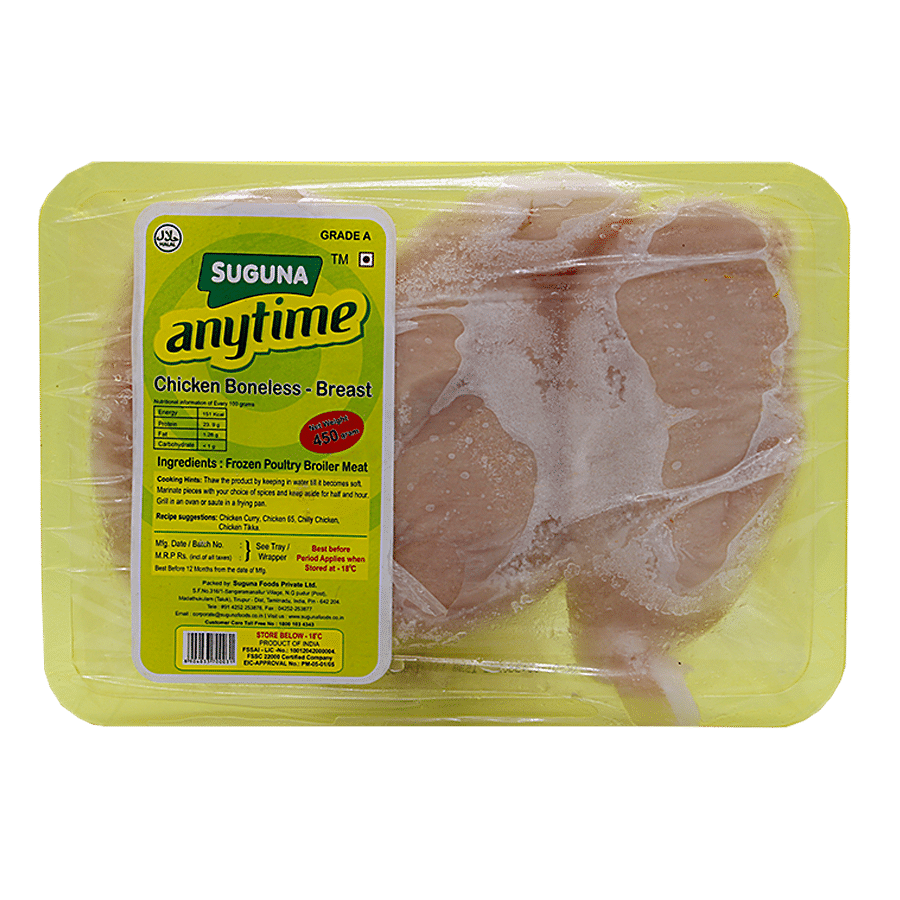 Suguna Anytime, Chicken Boneless Breast, 450 G Carton
