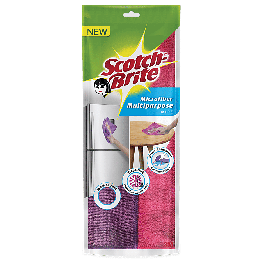 Scotch-Brite Microfibre Multipurpose Wipe, 2 Pcs