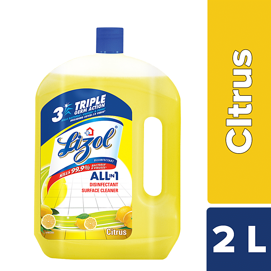 Lizol Disinfectant Surface & Floor Cleaner Liquid, Citrus, 2 L