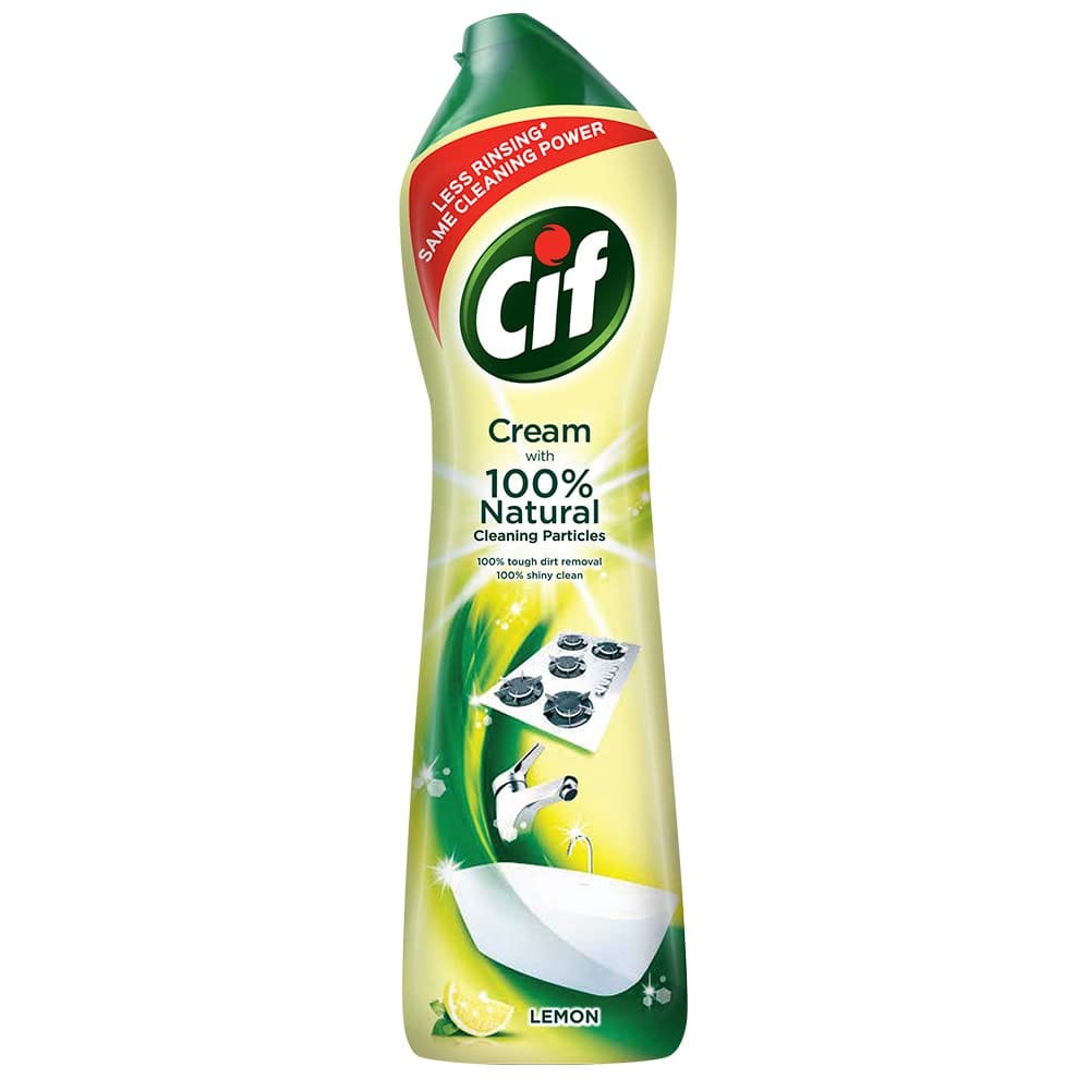 Cif Abrasive Surface Cleaner Cream, Lemon, Kitchen & Bathroom, Removes Grease, Dirt & Tough Stains, 500 Ml