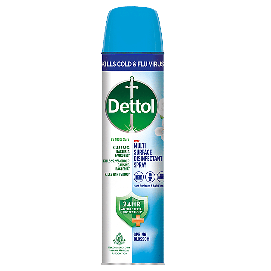Dettol Multi, Surface Disinfectant Sanitizer Spray Bottle, 24 Hours Antibacterial Protection, Germ Kill On Hard And Soft Surfaces (Spring Blossom, 225Ml)