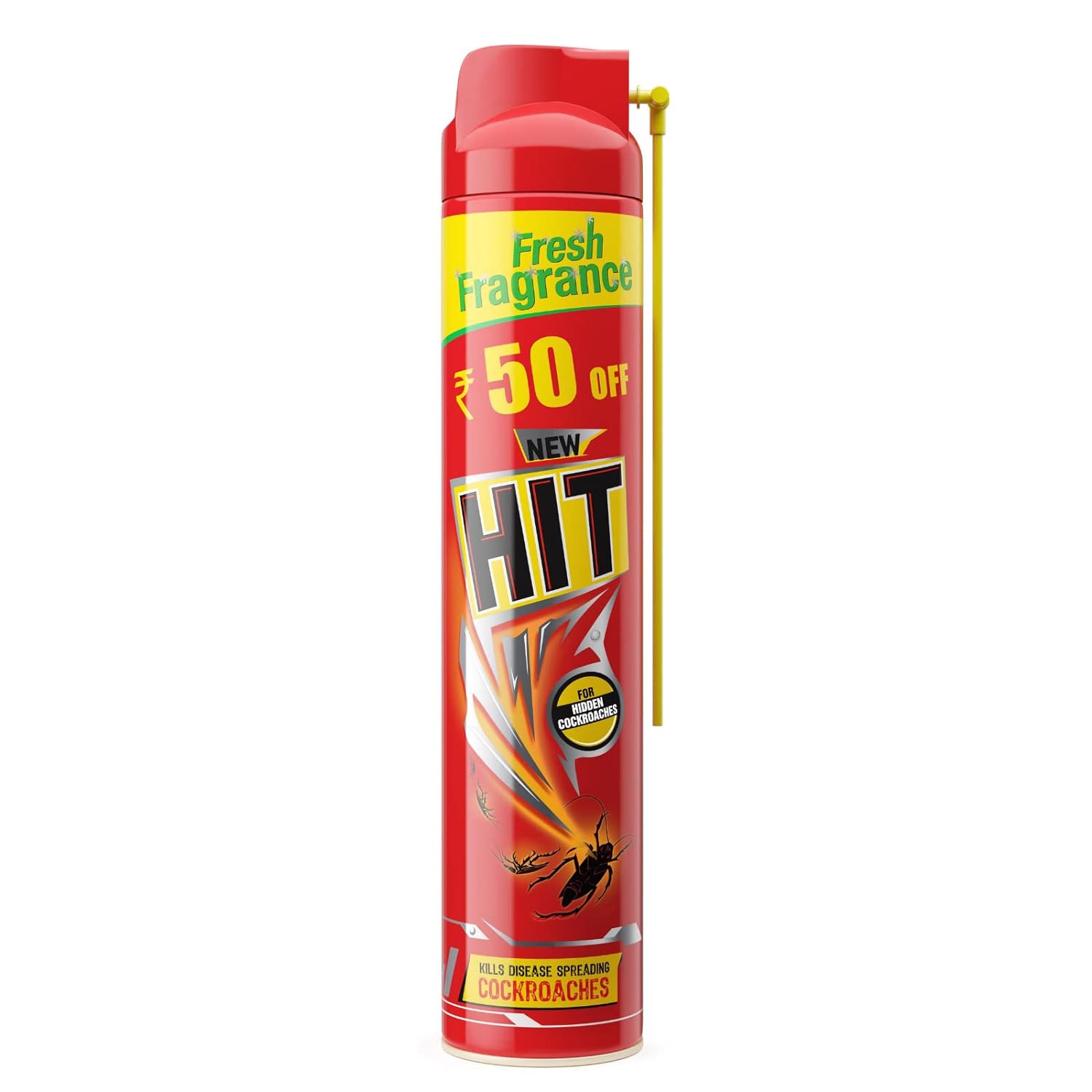 Hit Crawling Insect Killer Cockroach Killer Spray, Instant Kill, Deep, Reach Nozzle, Fresh Fragrance, 625Ml
