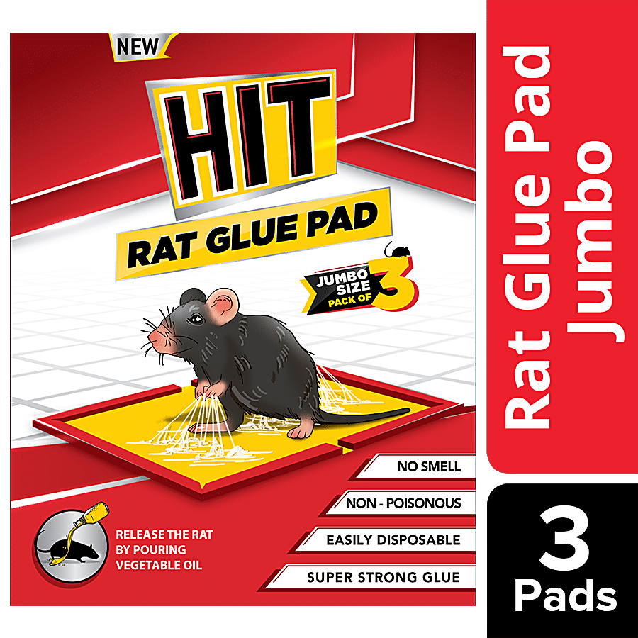 Hit Rat/Mouse Glue Pad, No Smell, Non, Poisonous, Jumbo Size, 3 Pcs