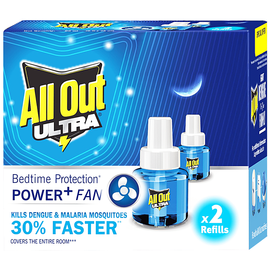 All Out Ultra Liquid Vaporizer/Mosquito Repellent Refills, Kills Dengue, Malaria & Chikungunya Mosquitoes, 45 Ml (Pack Of 2)