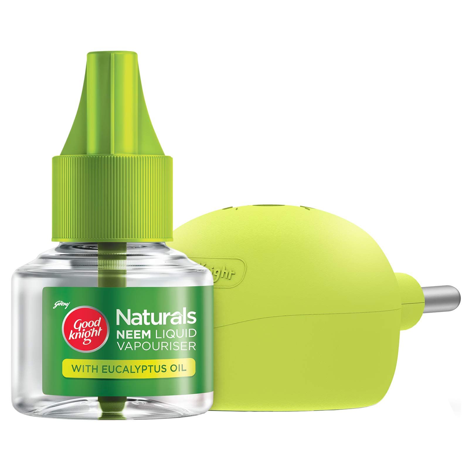 Good Knight Naturals Neem Liquid Vapouriser Mosquito Repellent, 100% Natural Active Ingredients (Safe For Kids And Adults), Combo Pack Machine + Refill (45 Ml, Pack Of 2 Count)