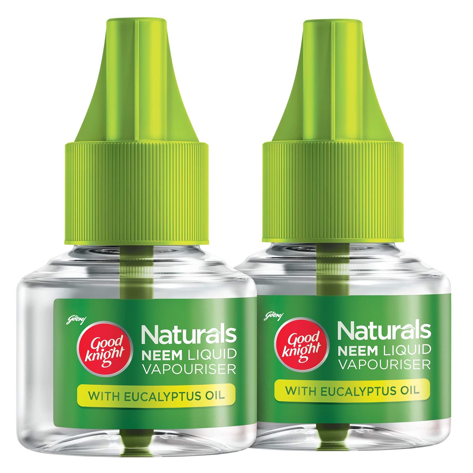 Good Knight Naturals Neem Liquid Vapouriser Mosquito Repellent, 100% Natural Active Ingredients (Safe For Kids And Adults), Combo Pack Of 2 Refills (45 Ml Each)