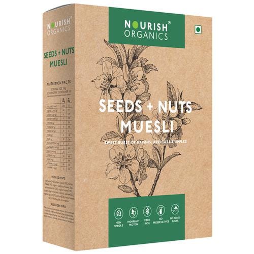 Nourish Organics Muesli, With Seeds & Nuts, Rich In Protein, Fibre & Omega 3, Sugar Free, 300 G