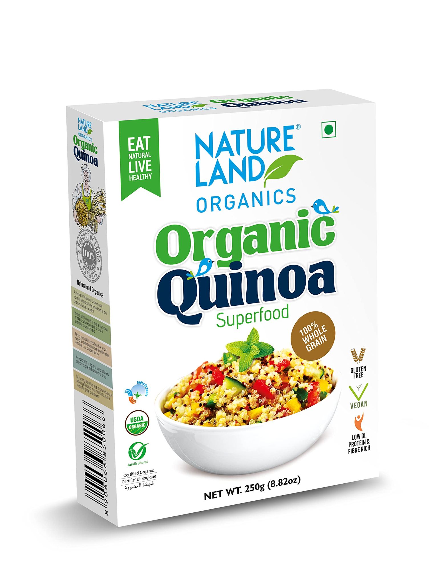 Natureland Organics Quinoa, 500 Gm, Super Food Gluten Free Organic Quinoa Seeds (Breakfast Cereal)