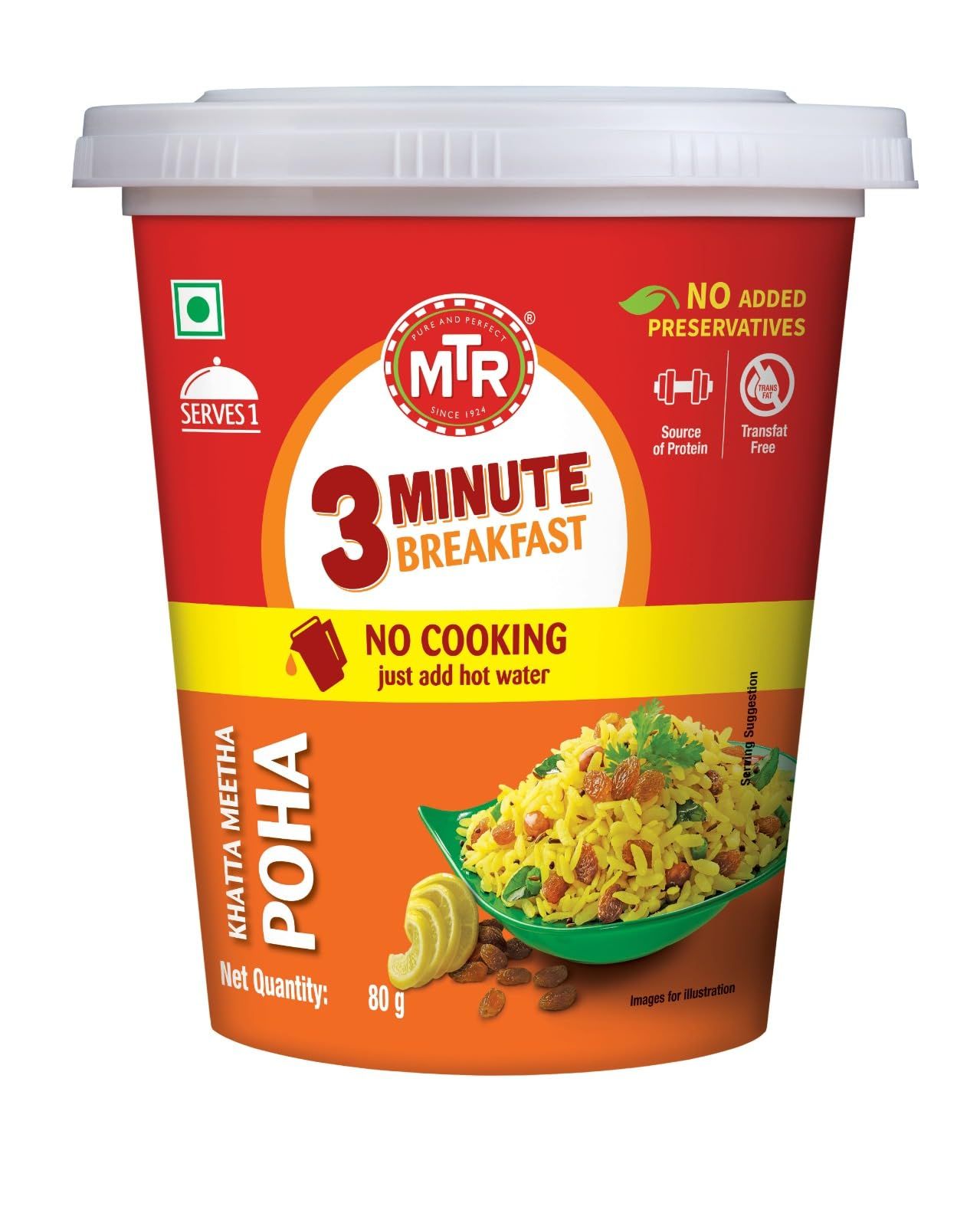 Mtr 3 Min Breakfast Khatta Meetha Poha Cuppa, 80G