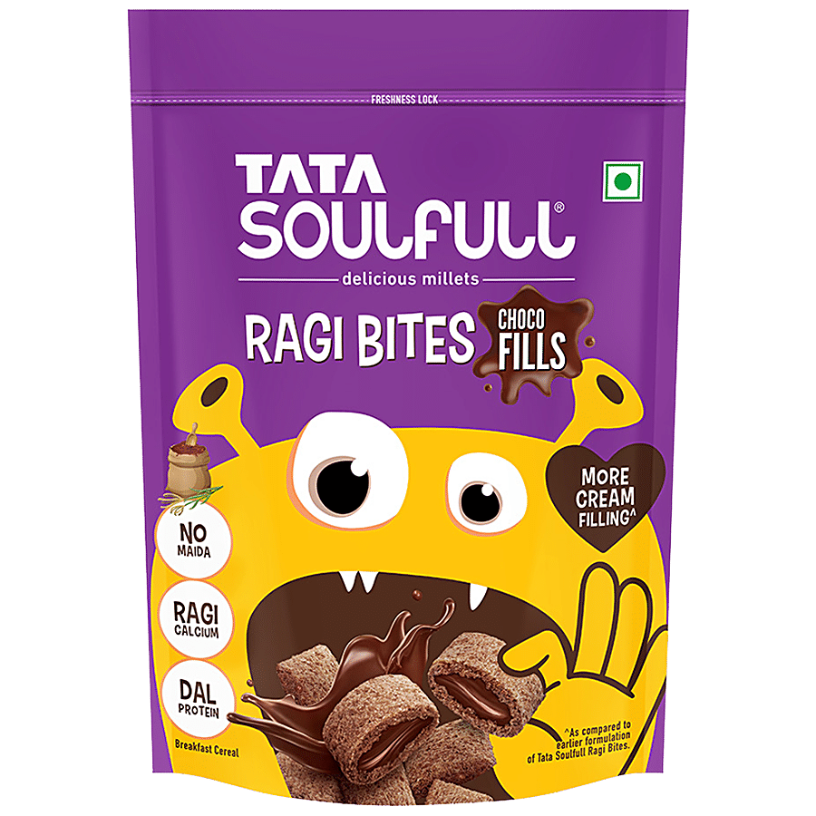 Tata Soulfull Ragi Bites, Choco Fills, No Maida, Calcium & Dal Protein, 250 G Carton