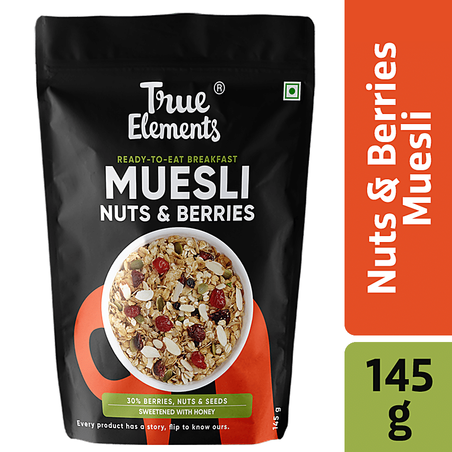 True Elements Nuts & Berries Muesli, Rich In Antioxidants & Vitamins, 145 G