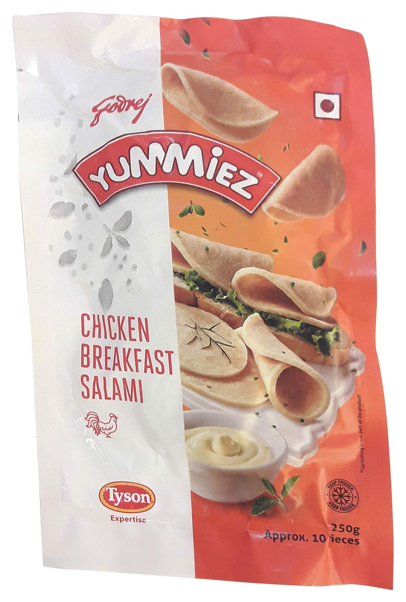 Godrej Yummiez Chicken Breakfast Salami Pouch, 250 G