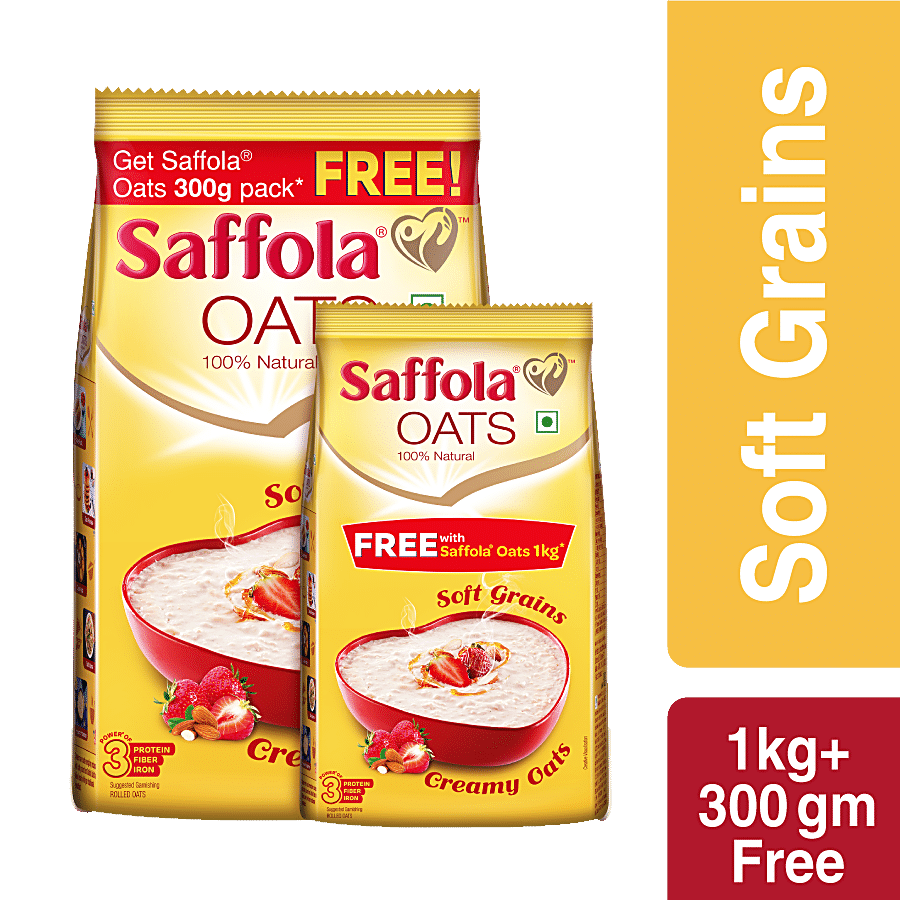 Saffola Oats, 100% Natural With High Protein & Fibre, Healthy Cereals, 1.3 kg