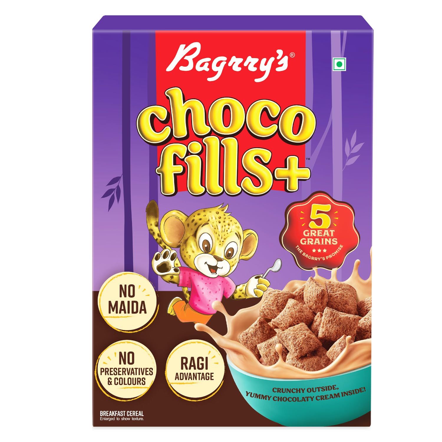 Bagrry'S Bagrrys Choco Fills Plus, 5 Grain Goodness, Ragi Advantage, Source Of Fibre, Kids Cereal, Choco Fills, 250 G Box