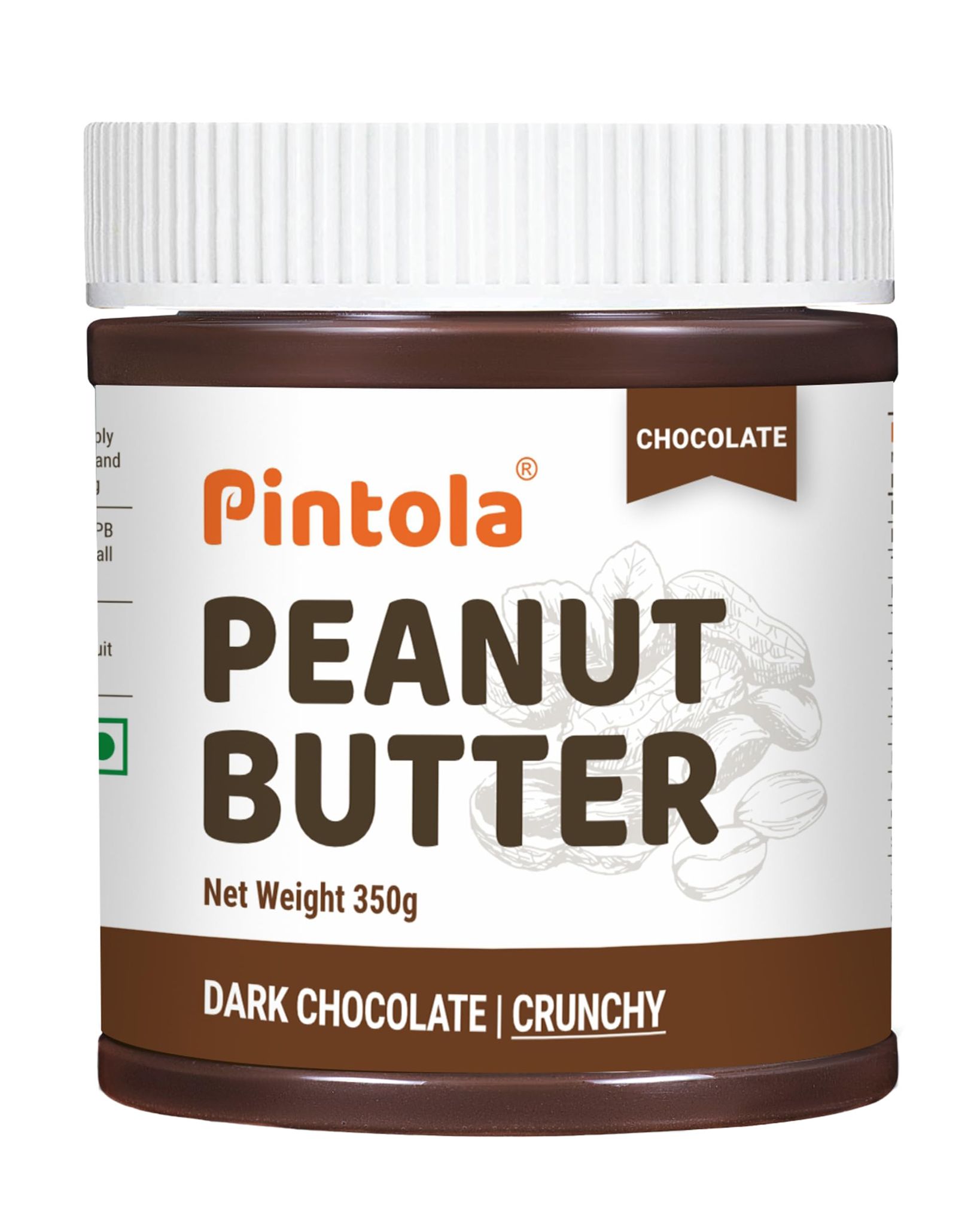 Pintola Peanut Butter Chocolate Flavour Crunchy, 18.6G Protein & 5.2G Dietary Fiber, Made With Premium Roasted Nuts & Cocoa, Gluten Free, Zero Cholesterol & Trans Fat, Vit E & B3, 350G