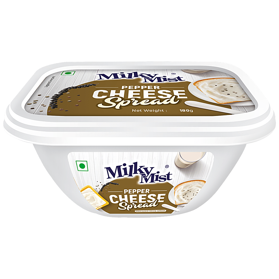Milky Mist Cheese Spread, Pepper, Rich In Protein, Calcium, Enhance Taste & Flavour, 200 G Cup