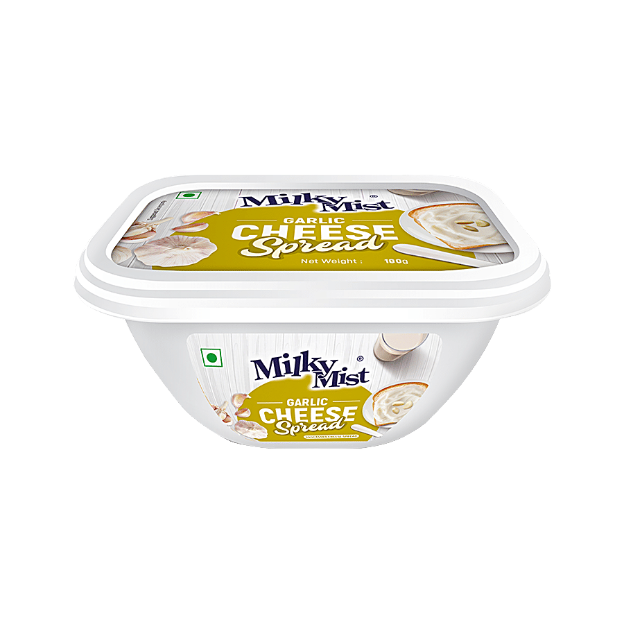 Milky Mist Cheese Spread, Garlic, Rich In Calcium, Protein, Natural Flavour, 180 G Cup
