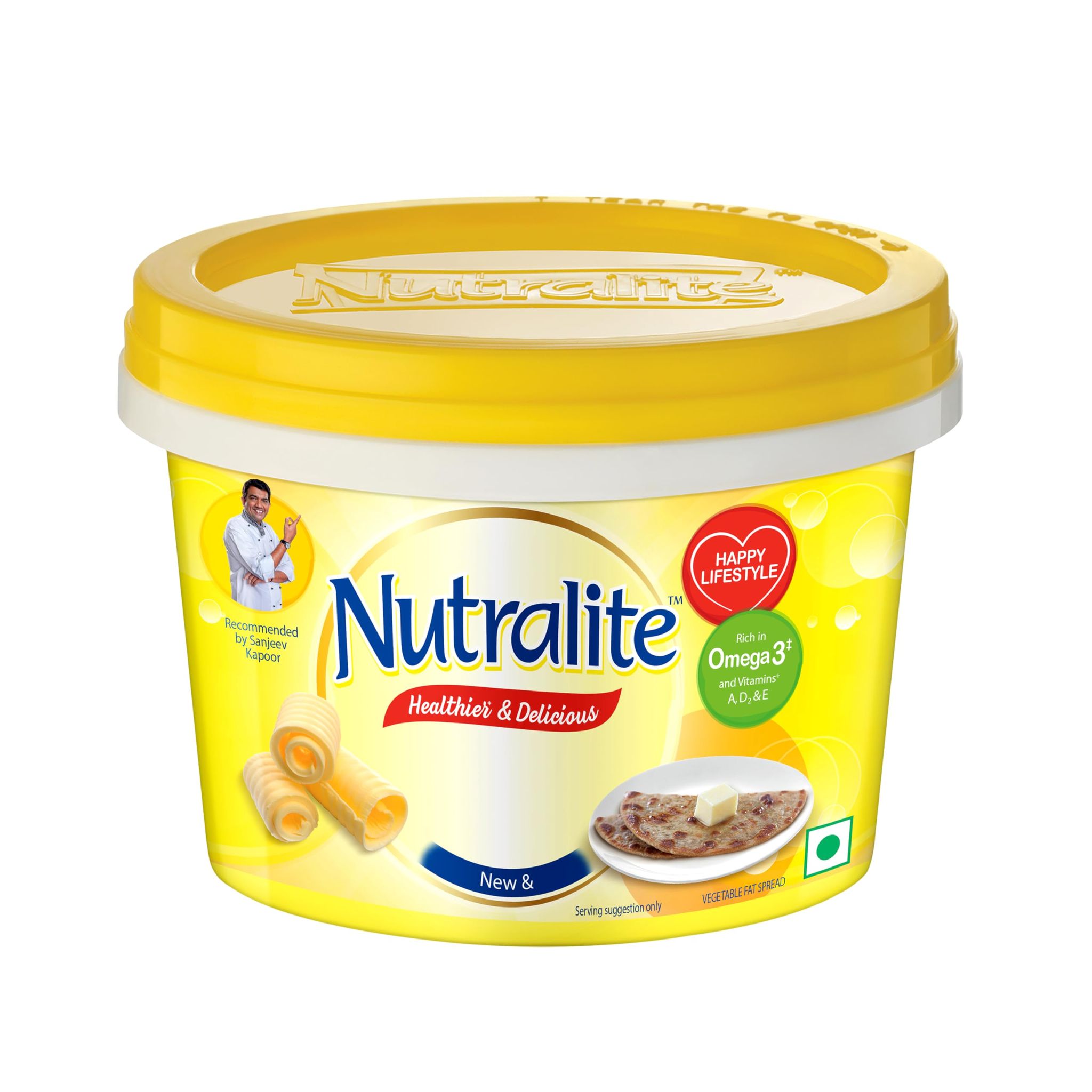 Nutralite Premium Fat Spread Tub, 500G, Enriched With Vitamins And Omega 3, Naturally Cholesterol, Free, Zero Trans, Fat, For Healthier & Delicious Meals, Easy To Spread