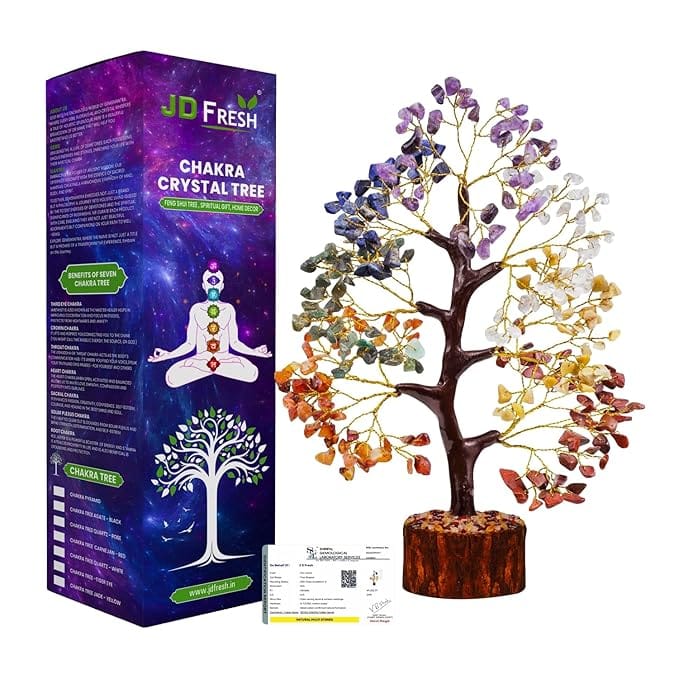 300 Beads Crystal Tree/7 Chakra Crystal Tree/Showpiece Good Luck and Positive Energy/Showpiece for Living Room/Natural Healing Gemstones Money Tree/Lucky Tree for Good Luck (Multicolor)