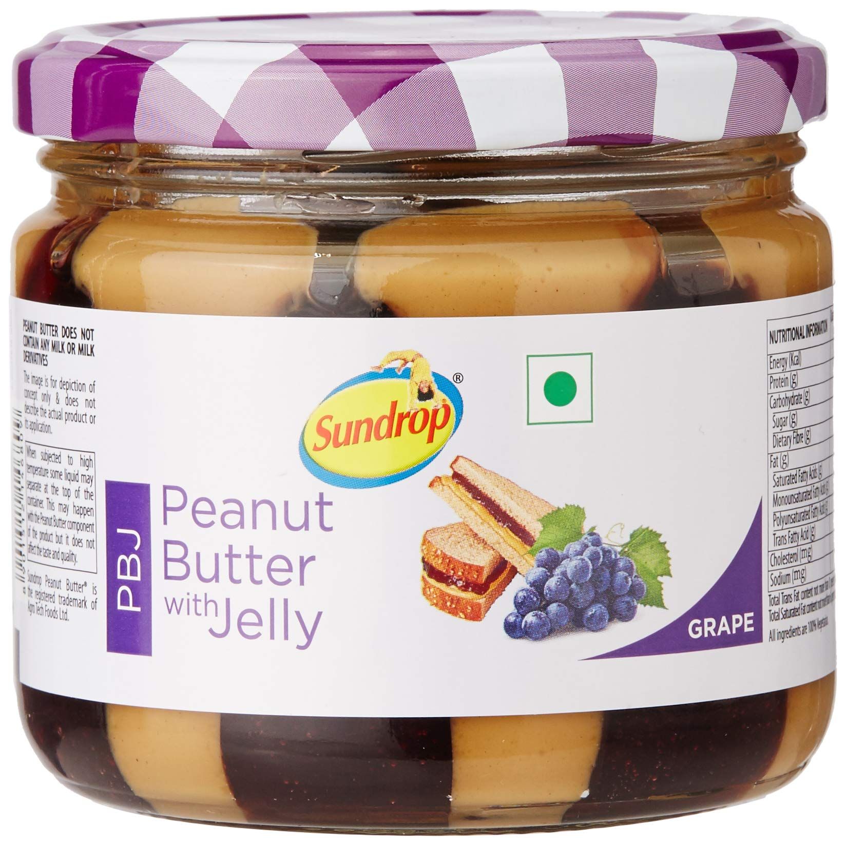 Sundrop Peanut Butter With Jelly Jar, Grape, 340G