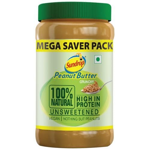 Sundrop Peanut Butter, 100% Natural, Crunchy, Rich In Protein, Spreads, 924 G Jar