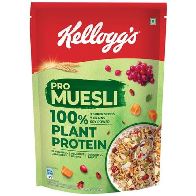 Kellogg's Pro Muesli - With 100% Plant Protein, High Protein Breakfast Cereal, 500 g Pouch