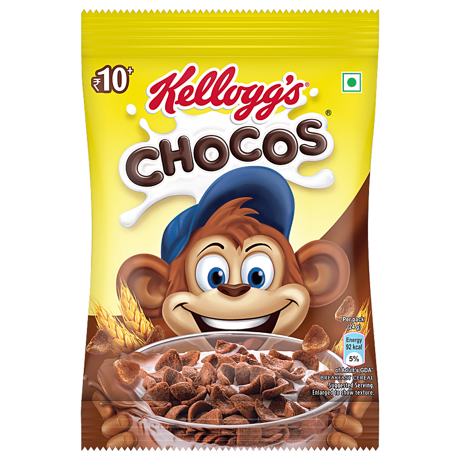 Kellogg's Chocos, With Protein & Fibre Of 1 Roti In Each Bowl, High In Calcium & Protein, Breakfast Cereals, 24 G