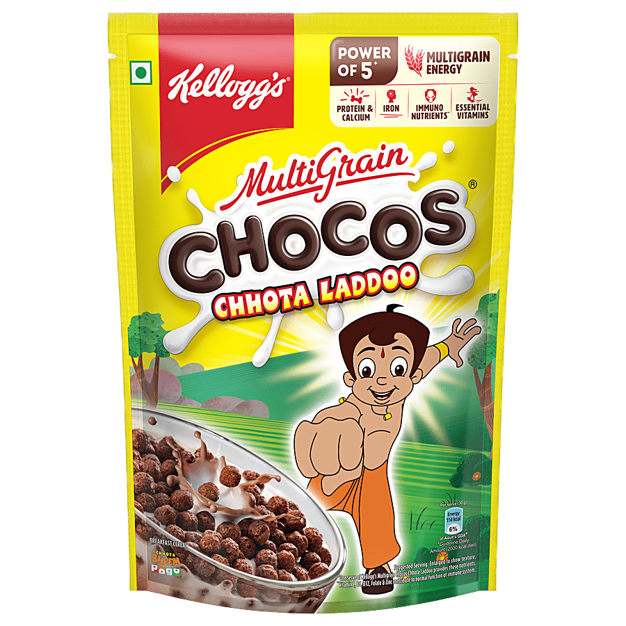 Kellogg's Chocos, Chhota Laddoo, With Whole Grain, Source Of Fibre, High In Calcium & Protein, Breakfast Cereals, 340 G