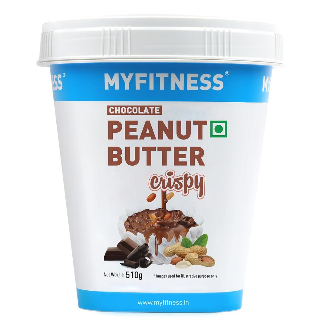 Myfitness Chocolate Peanut Butter Crispy, 510G, 21G Protein, Dark Chocolate, Tasty Nut Butter Spread, Cholesterol Free, Gluten Free, Crispy Peanut Butter, Zero Trans Fat, Guilt Free Diet Snack