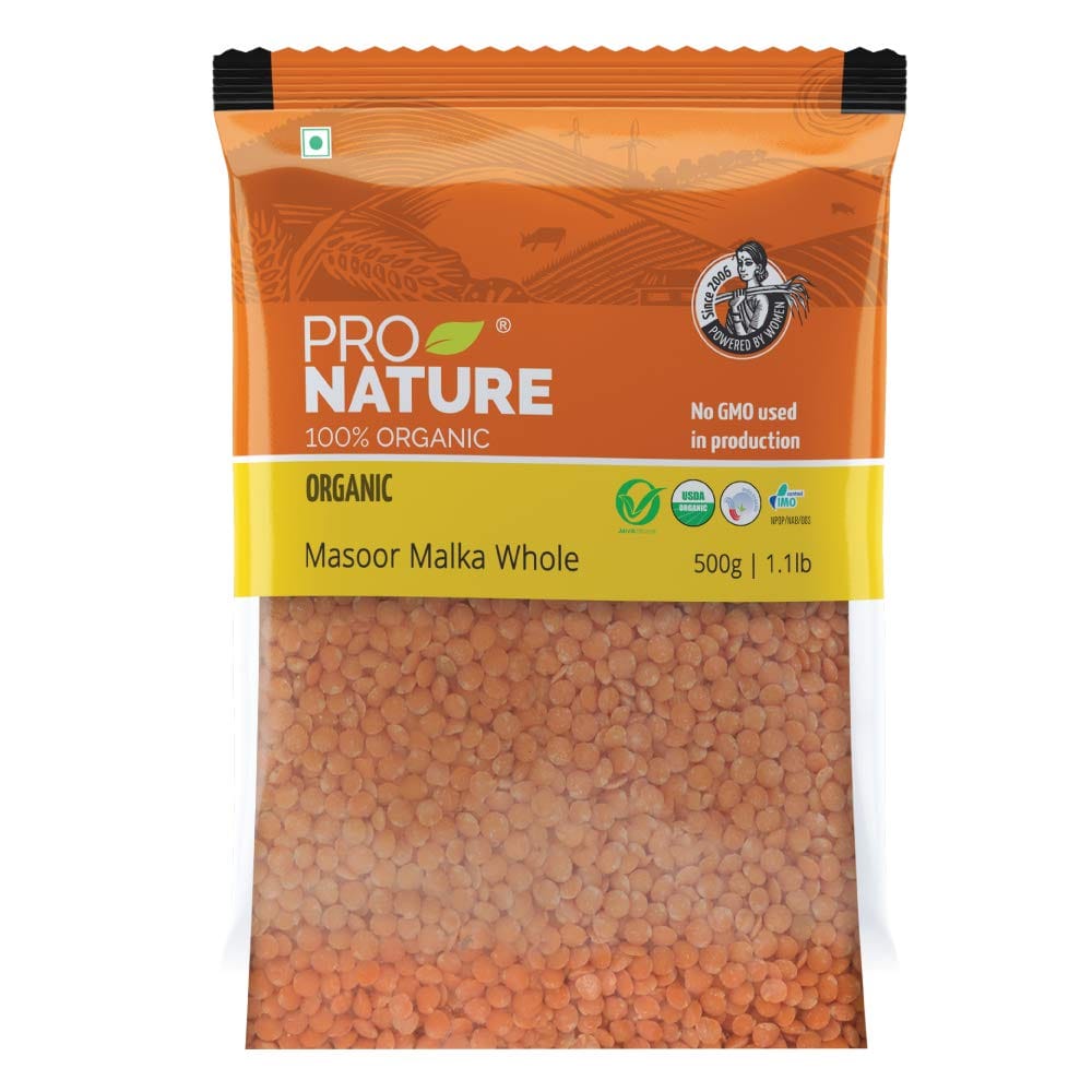 Pro Nature 100% Organic Masoor Malka Whole, 500G