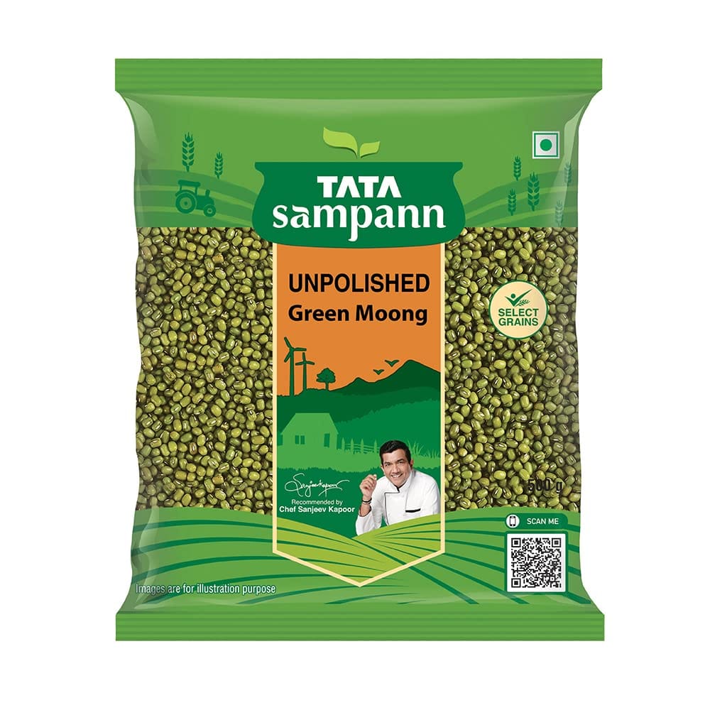 Tata Sampann Unpolished Green Moong Dal (Whole), 500G