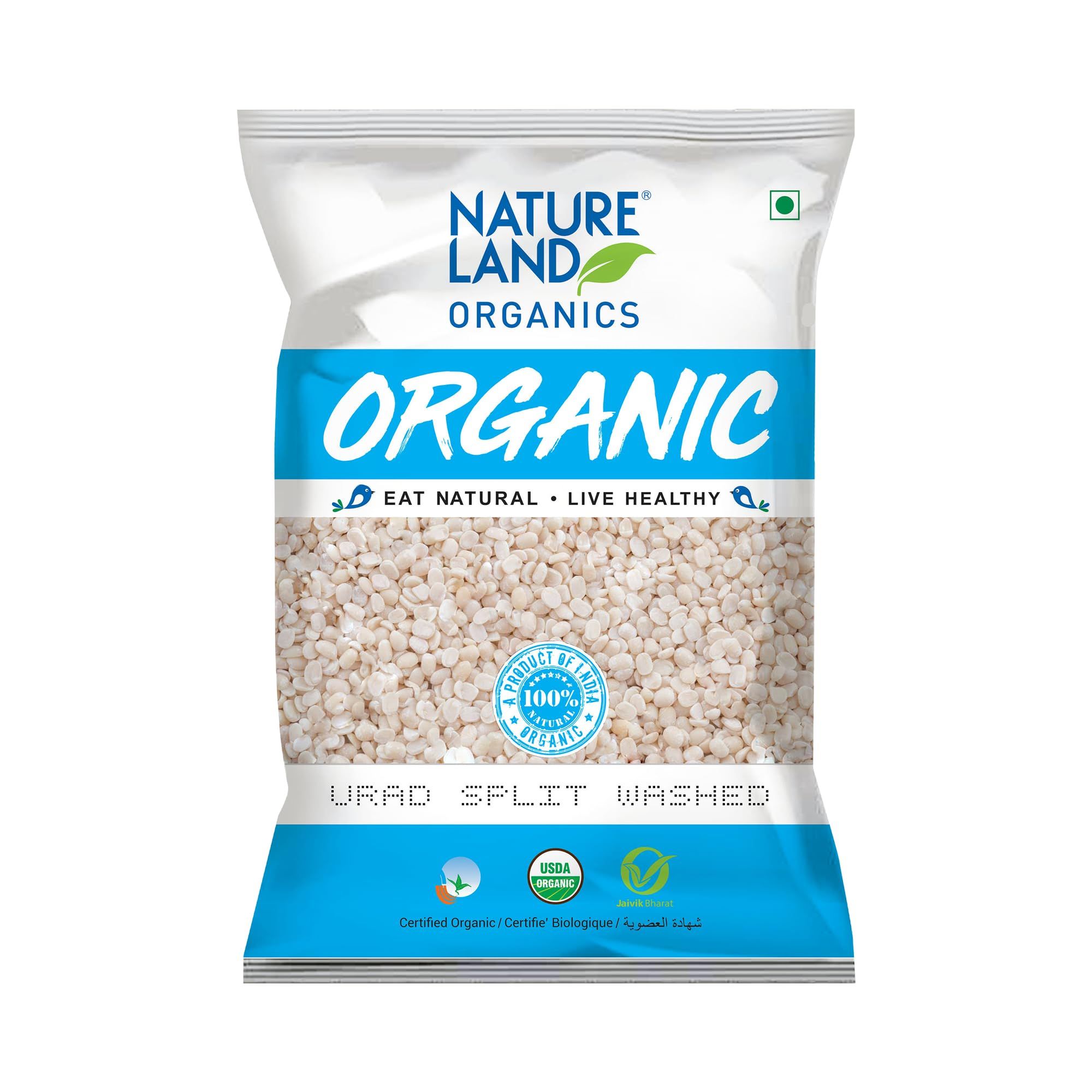 Natureland Organics Urad Dal/Split Washed, 500 Gm, Organic Healthy Pulses