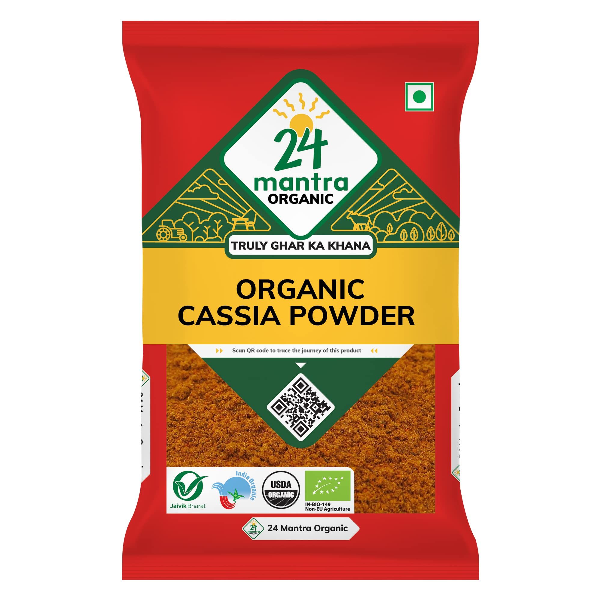 24 Mantra Organic Cassia Powder/Dalchini Powder, 100Gms, Pack Of 1, 100% Organic, Chemical Free & Pesticides Free, Unadulterated