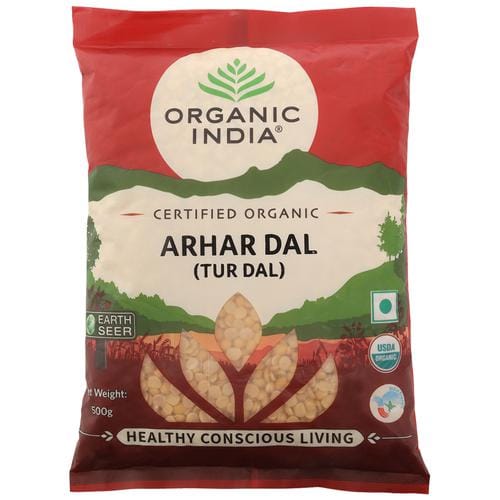 Organic India Arhar/Tur Dal, Unpolished, Helps In Digestion, No Preservatives, 500 G Pouch