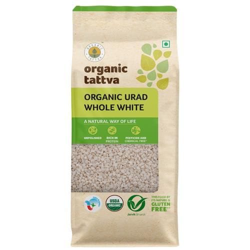 Organic Tattva Urad Dal/Uddina Bele Whole White, 500 G Pouch