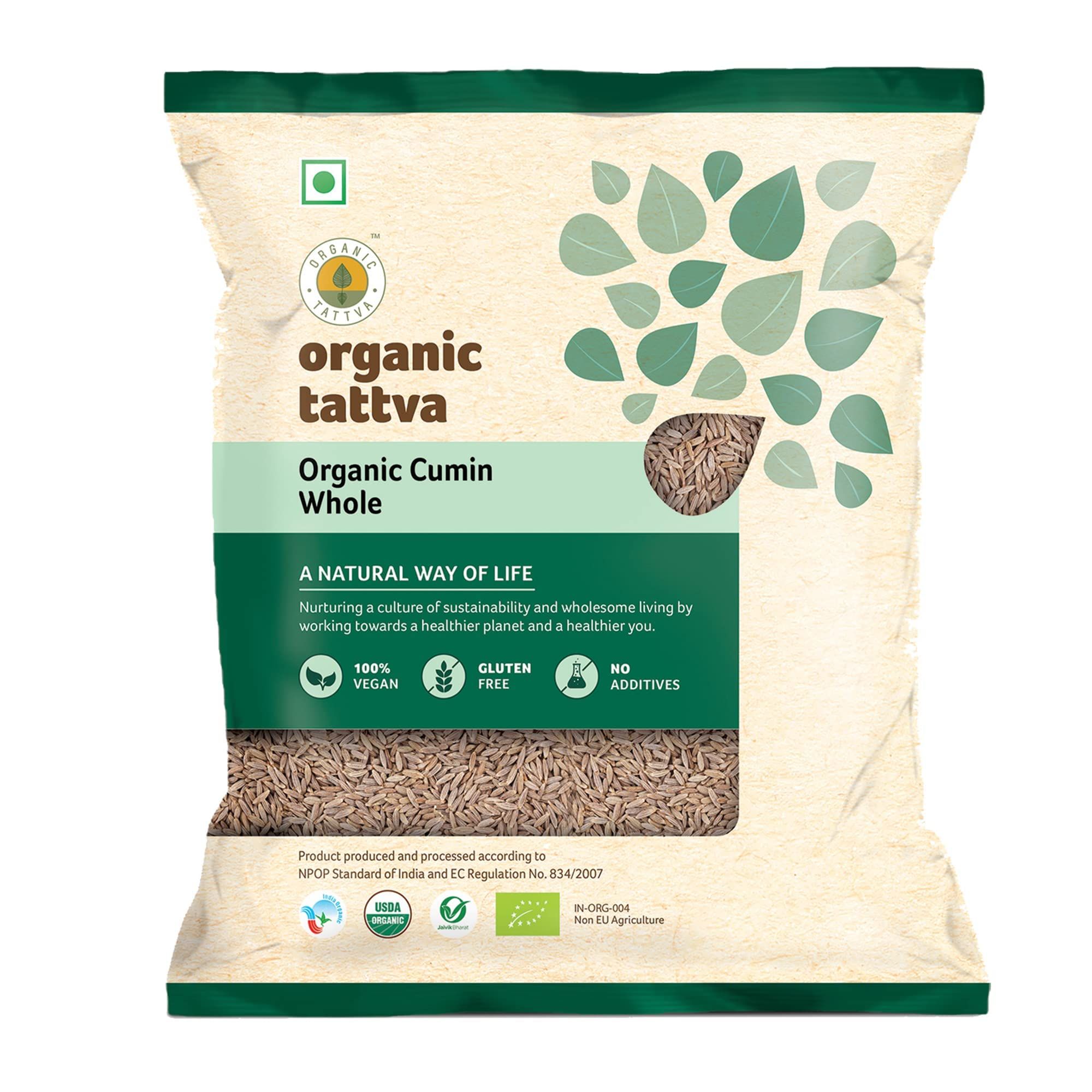 Organic Tattva, Organic Whole Cumin Seeds/Jeera, 100 Gram, 100% Vegan, Gluten Free, Quality Indian Spice, Fresh Natural Jeera