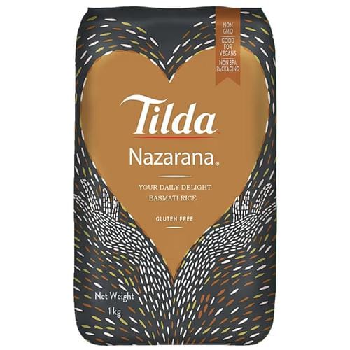 Tilda Nazarana Basmati Rice, Gluten, Free, Long, Grained, 1 Kg Pouch