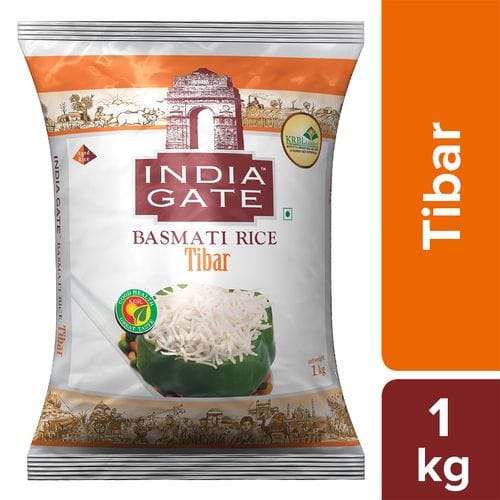 India Gate Basmati Rice/Basmati Akki, Tibar, 1 Kg Pouch
