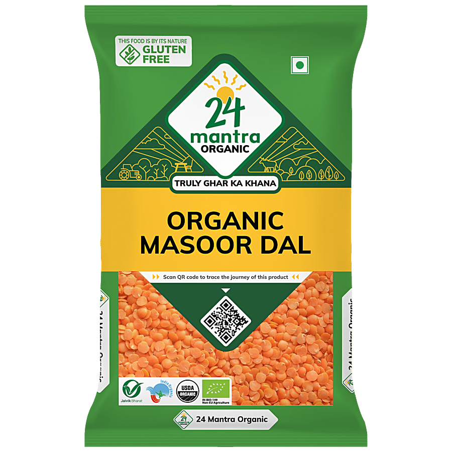 24 Mantra Organic Masoor Dal, 500 G Pouch