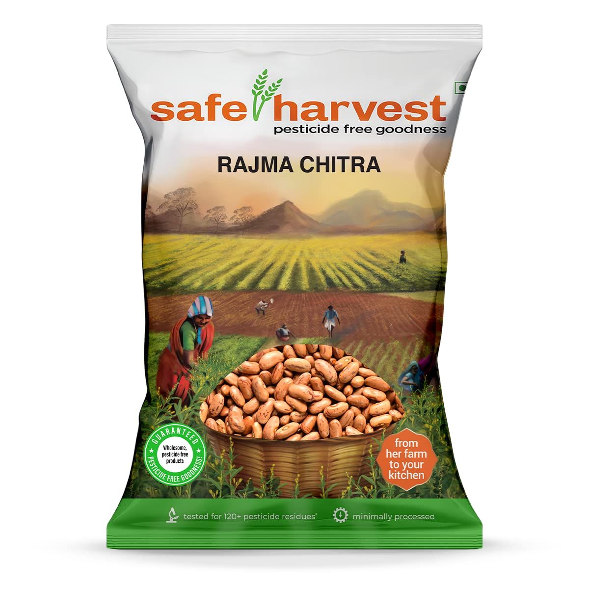 Safe Harvest Pesticide, Free Rajma Chitra, Vegan, Gluten Free, 500G