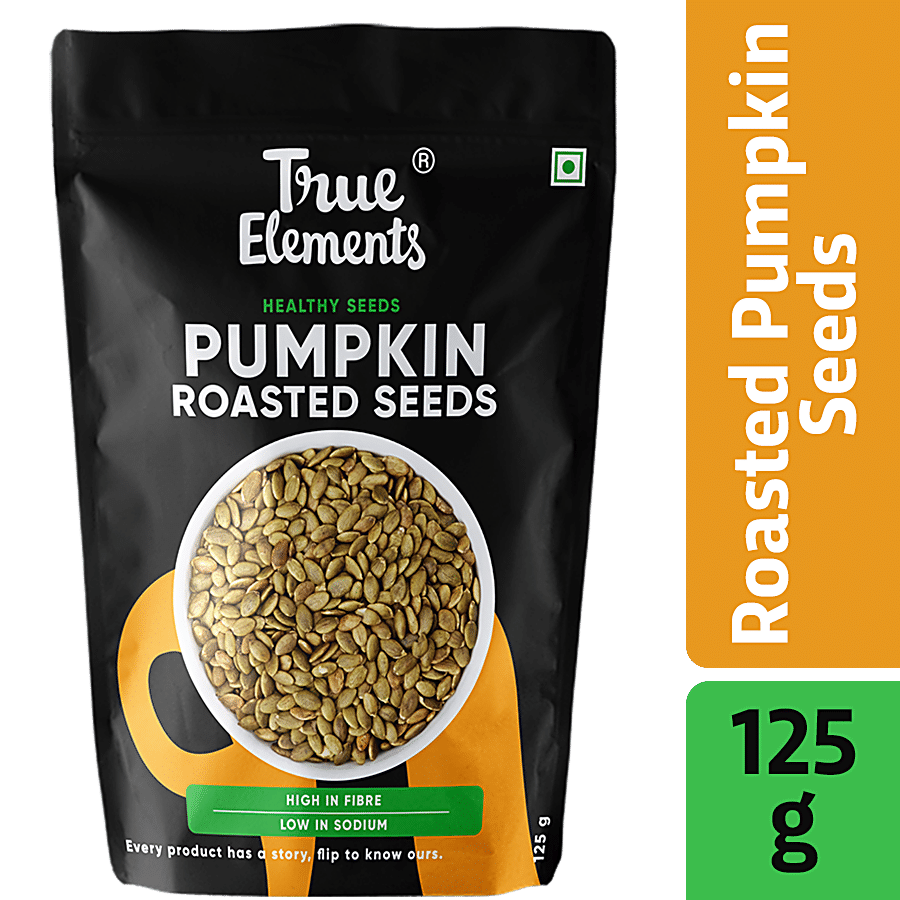True Elements Roasted Pumpkin Seeds, High In Protein, Ready To Eat Snack, Immunity Booster, 125 G
