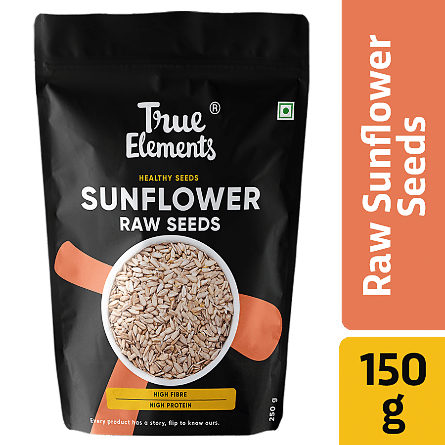 True Elements Raw Sunflower Seeds, Rich In Magnesium, Protein & Fibre, Healthy, 150 G Matt Pouch