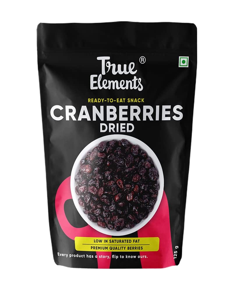 True Elements Whole Cranberries Cranberry Dry Fruit, Non, Gmo, Gluten Free & Vegan Dried Berries, 125G