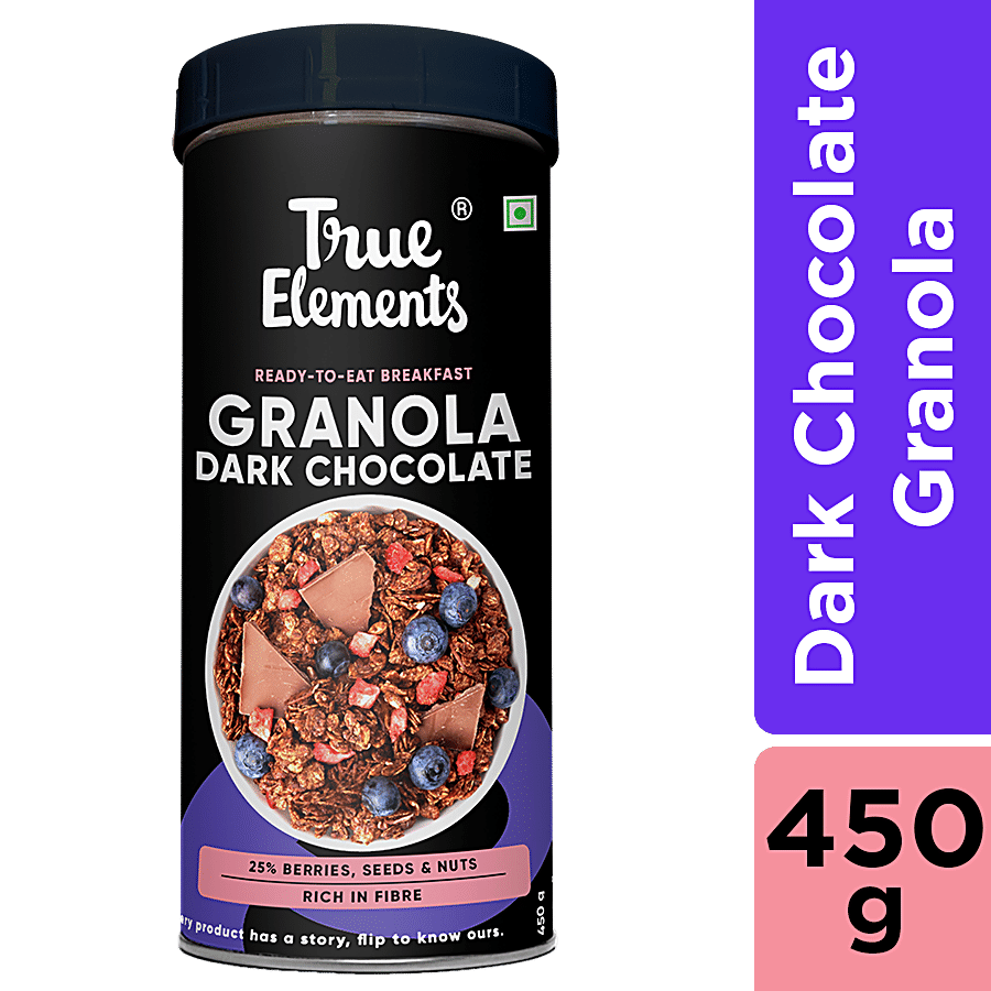 True Elements Baked Granola, Almonds & Dark Chocolate, Rich In Antioxidant, 450 G