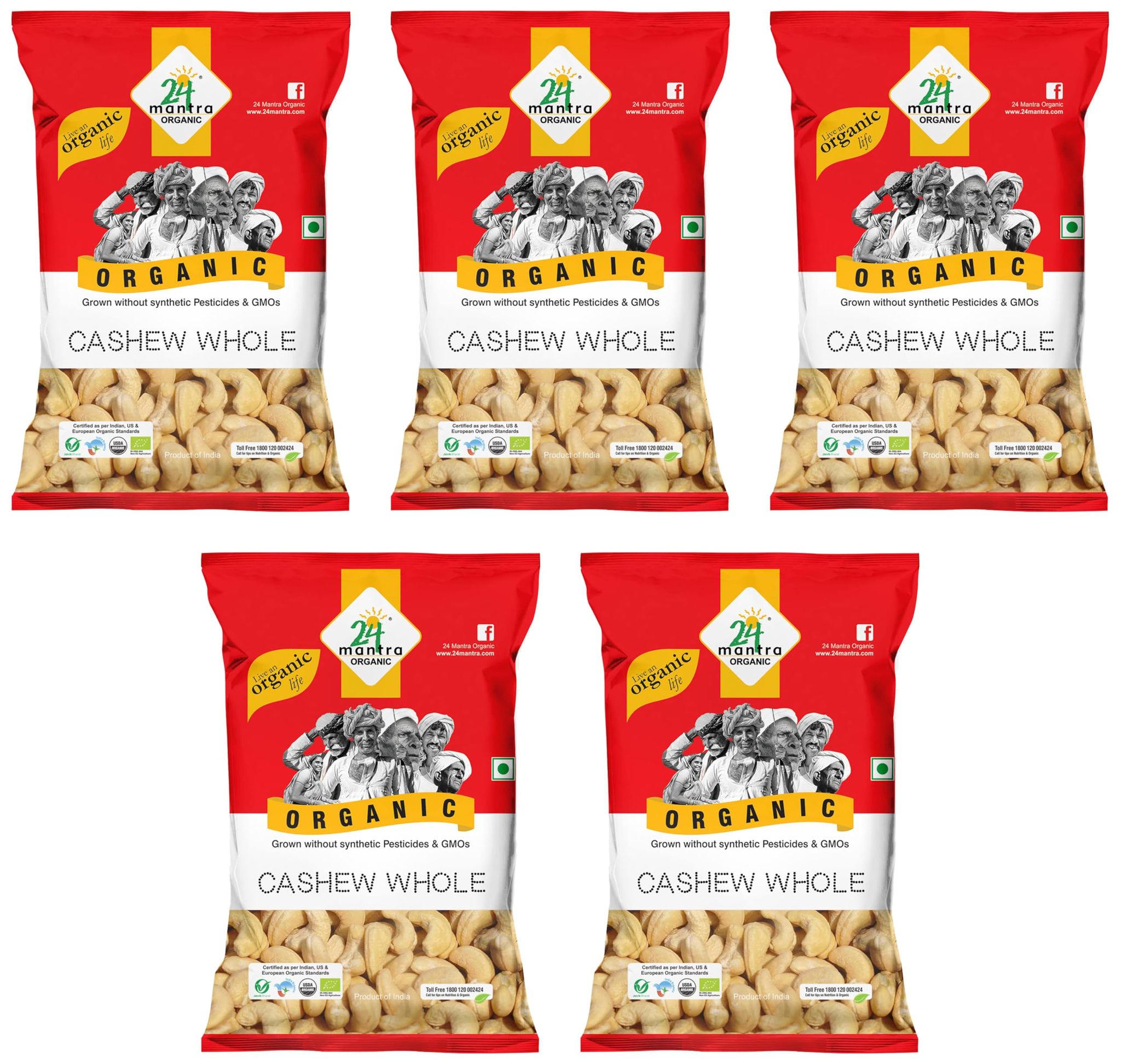 24 Mantra Organic Cashew Whole/Kaju/Jidipappu, 100Gms, Dry Fruits