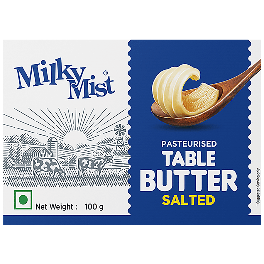 Milky Mist Table Butter, Salted, Pasteurised, Rich, Creamy, 100 G