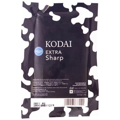 Kodai Cheese Extra Sharp Cheddar Cheese, 200 G