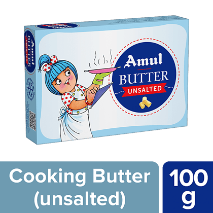 Amul Butter, Unsalted, 100 G Carton
