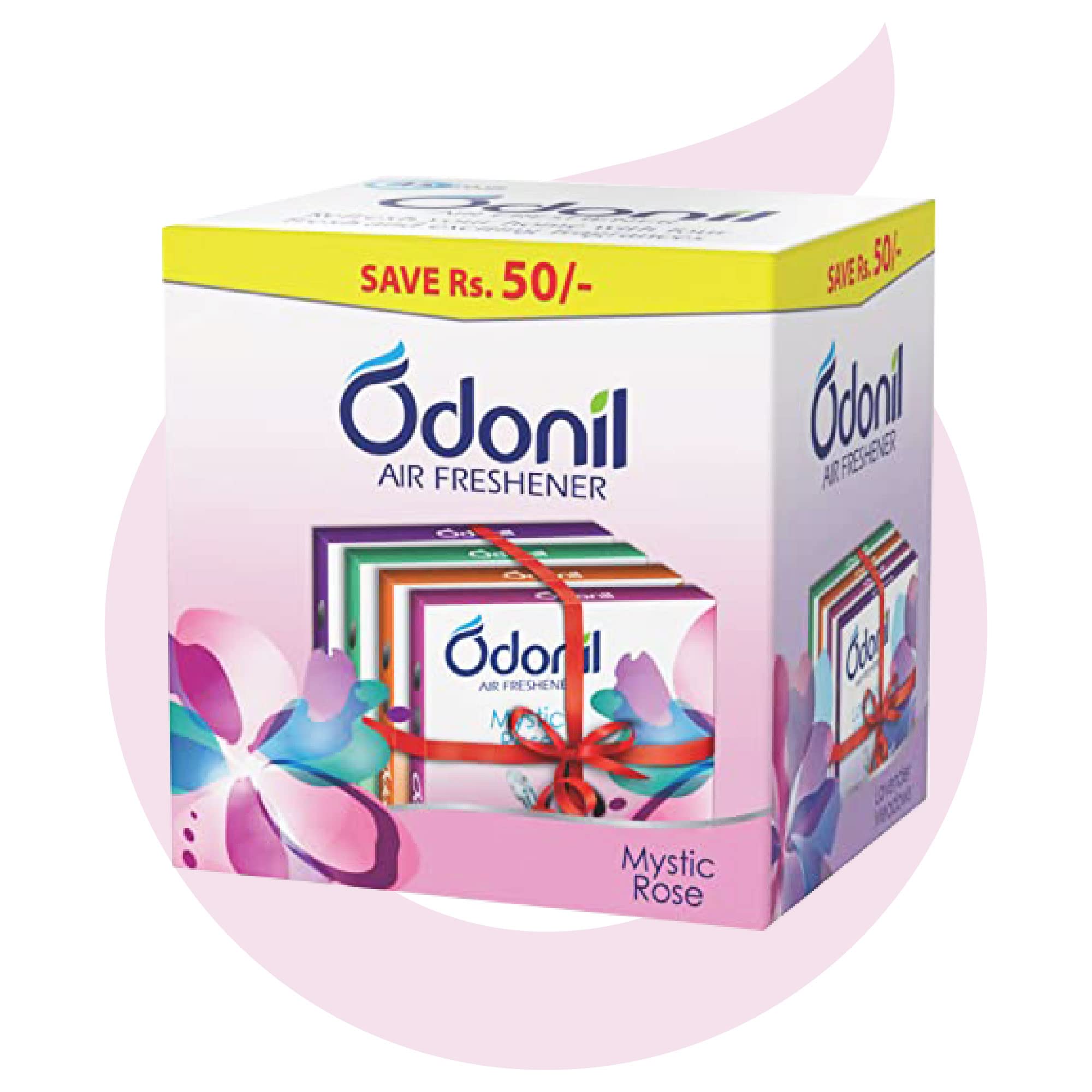 Odonil Bathroom Air Freshener Blocks, 300G (75G*4), Mixed Fragrances: Jamine, Lavender, Orchid, Rose, Long Lasting Fragrance